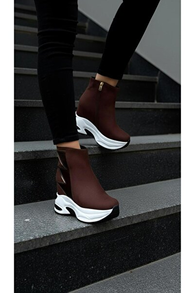 Modanizm Aislin Kahverengi Dolgu Topuklu Spor Bot