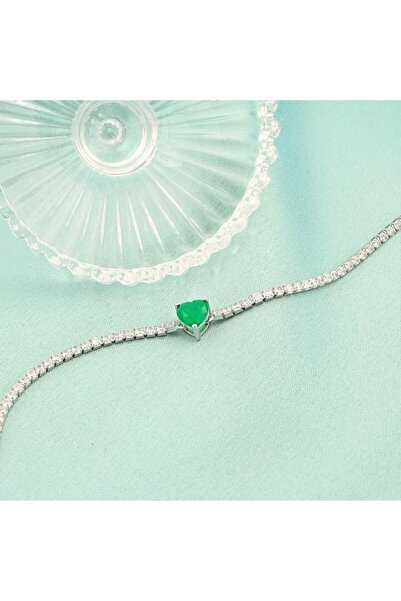 Bijuteria SORELLY Brățară tenis din argint cu piatră Paraiba