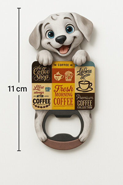 Righton فتاحة زجاجات على شكل كلب مغناطيسي - فتاحة زجاجات معدنية مزخرفة على الطراز القديم مقاس 11 سم