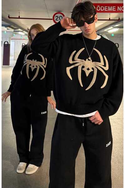 zaee Spider Süzine Nakış Oversize Triko Kazak