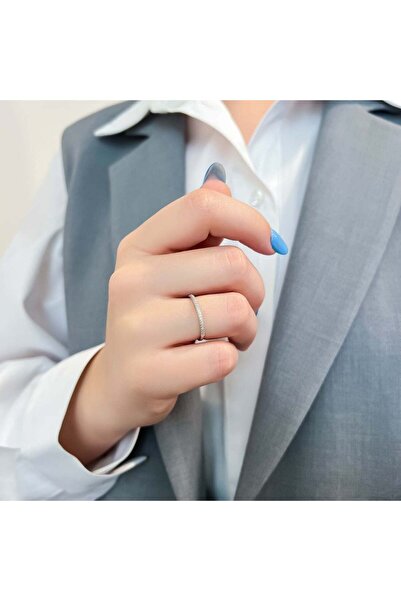 Bijuteria SORELLY 14k White Gold Half Eternity Ring with 0.063ct Diamonds Size 15