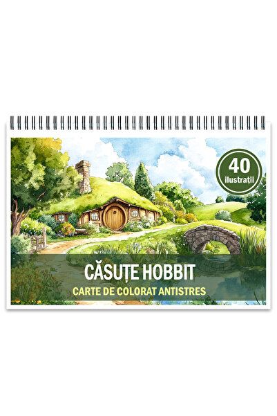 Legendary Gifts Carte de colorat antistres, 40 de ilustrații cu casa hobbiților, 86 de pagini, format: A5