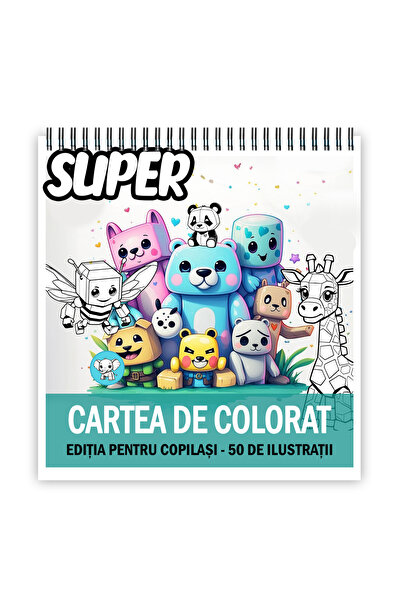 Legendary Gifts Super mini carte de colorat antistres, 50 de ilustrații pentr...