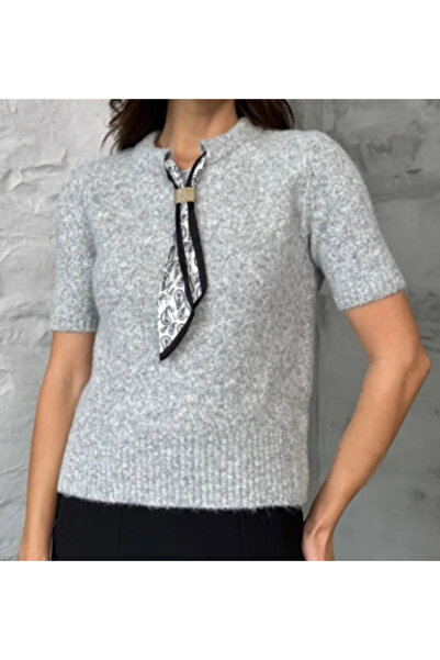 MONAMORE Women's Laine Short Sleeve Scarf Sweater