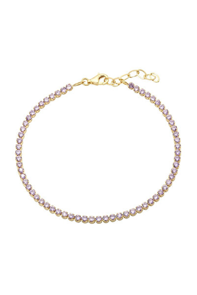 Bijuteria SORELLY Brățară tenis din aur de 14k cu pietre mov de 2 mm