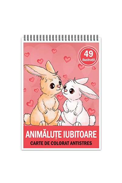 Legendary Gifts Carte de colorat antistres, 49 de ilustrații cu animale drăguțe, 104 pagini, format: A4,