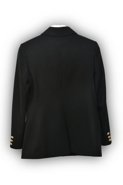 the blazer obsessed Women's Black Gold Buttoned Wide Collar Blazer Jacket