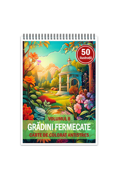 Legendary Gifts Carte de colorat antistres, 50 de ilustrații Grădini fermecat...