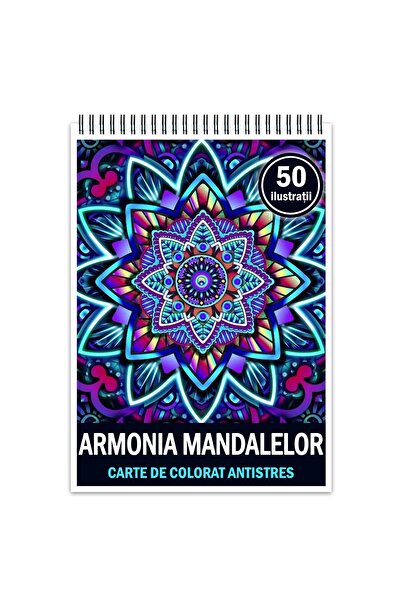 Legendary Gifts Carte de colorat antistres, 50 de ilustrații Armonia mandalelor, Format: A4,