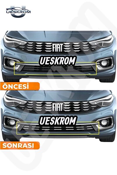 ueskrom Fiat Egea Krom Ön Tampon Alt Çıtası Diamond Model 14 Prç. 2020 Üzeri