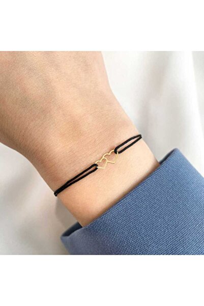 Bijuteria SORELLY 14k Gold Chain Bracelet with Two Hearts Red