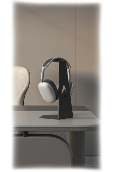 alfams by fmsa Metal Desktop Headphone Stand, Modern Minimal Design, Headphone Hanger with Non-Slip Base (24cm) Black