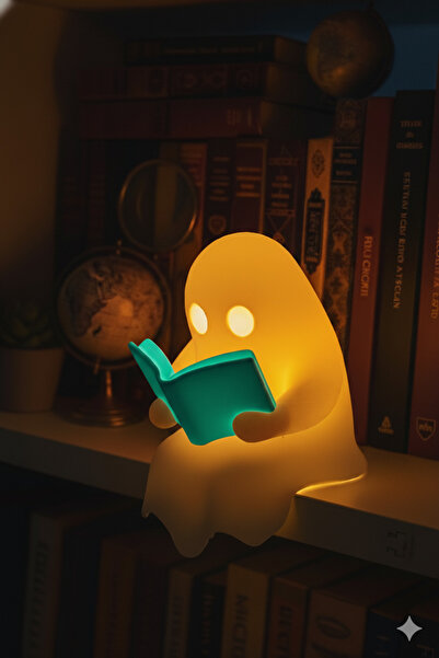 Atsutech Kitap Okuyan Sevimli Hayalet Biblo / Tea light / Pilli Mum Yanında H...