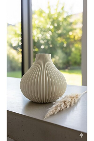 BasLab3D Dekoratif 3D Yazıcı Üretimi Vazo | Minimalist Tarz Masaüstü Süs 15 cm
