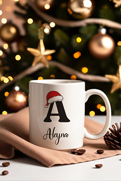 feinas İsme Özel Hediyelik Porselen Kupa Bardak - Yılbaşı Temalı