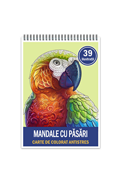 Legendary Gifts Carte de colorat antistres, 39 de ilustrații cu mandale și păsări, 84 de pagini, format: A5