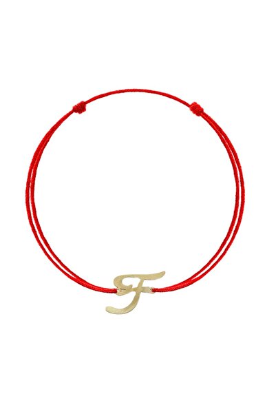Bijuteria SORELLY Brățară din aur de 14k cu șnur roșu și litera F