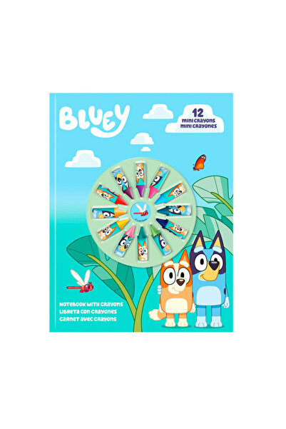 bluey caiet + set mini creioane colorate