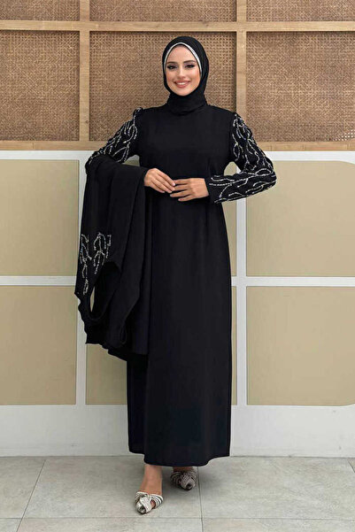 Bym Fashion Stone Detailed Vest Set Dress Set 3929 Black