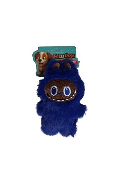 PetzzDogs لعبة مضغ على شكل كلب من القطيفة من لابوبو باللون الأزرق الداكن