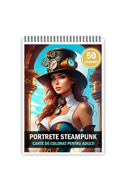 Legendary Gifts Carte de colorat pentru adulți, 50 de ilustrații, Steampunk, 106 pagini, Format: A5
