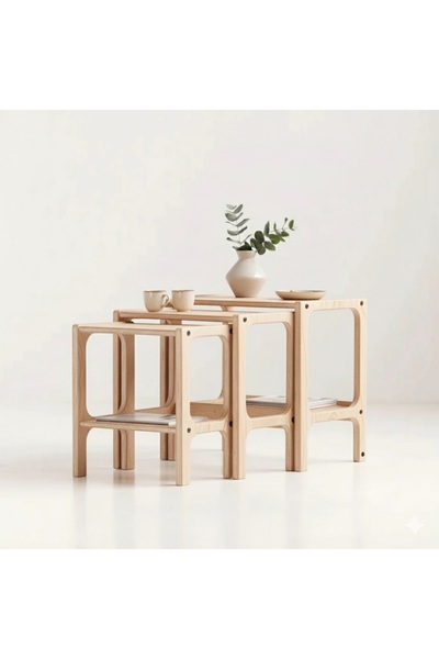 Woodesk Line, Ahşap Zigon Sehpa, 50x50, Natural Renk, CPT4791-50