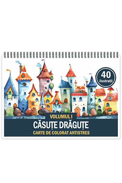 Legendary Gifts Carte de colorat antistres, 40 de ilustrații drăguțe cu căsuțe, 86 de pagini, format: A5