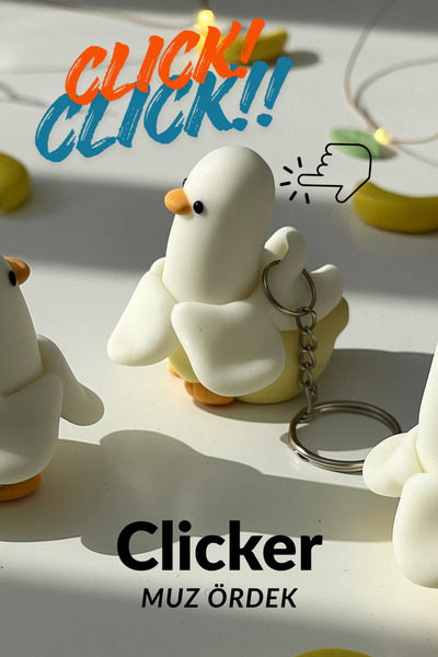 Nycruin3D Clicker Muz Ördek Anahtarlık 1 ADET - Klavye Switchli Tıklama Sesli Stres Atıcı Figür
