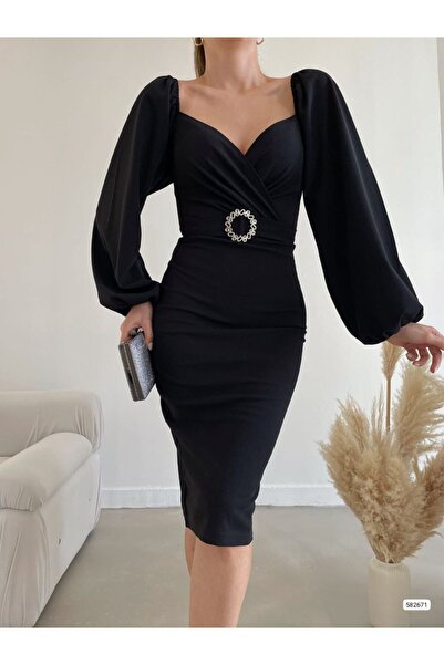 Larenmoda Bel tokalı midi elbise