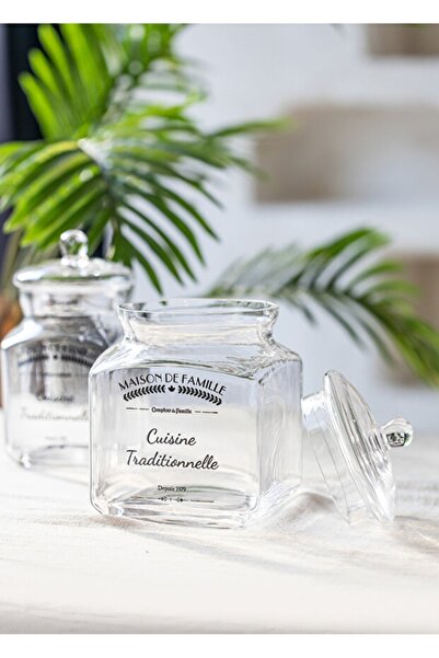 RİVO HOME DECOR Glass Storage Container with Lid Set of 3 17Cm-18Cm-23Cm