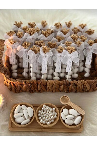 Fest Söz- Nişan Hediyelik Cam Tüp Şişede Badem Şekeri 50’li Nikah Şekeri