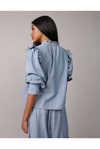 AMERICAN EAGLE AE Denim Ruffle Blouse
