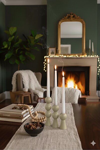 btm home Modern 3’lü Şamdan Mumluk Seti – Uzun İnce Mumluk Şamdan Şık Salon D...