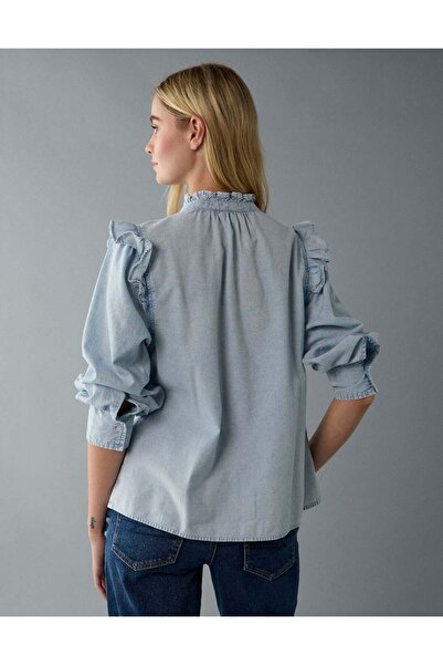 AMERICAN EAGLE AE Denim Ruffle Blouse