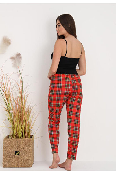 embody Women's Pyjama Trousers Cotton red checked print 3304