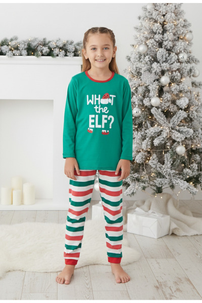 embody Children's pyjamas, Christmas print, cotton, green 03003