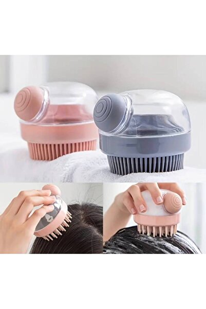 BEAUT فرشاة شامبو سيليكون متعددة الوظائف مع موزع سائل ومشط تدليك فروة الرأس (رمادي)