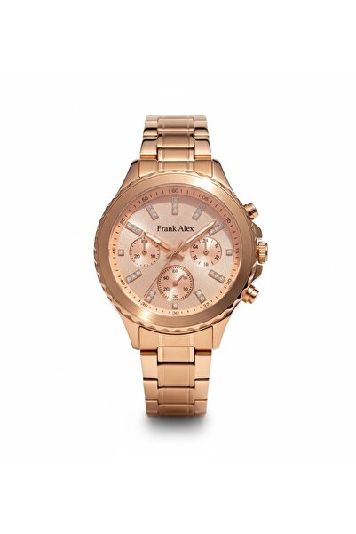 Frank Alex Kadın Kol Saati Altın Renk, Taşlı Kadran - Şık Metal Kordon, 2 Yıl...