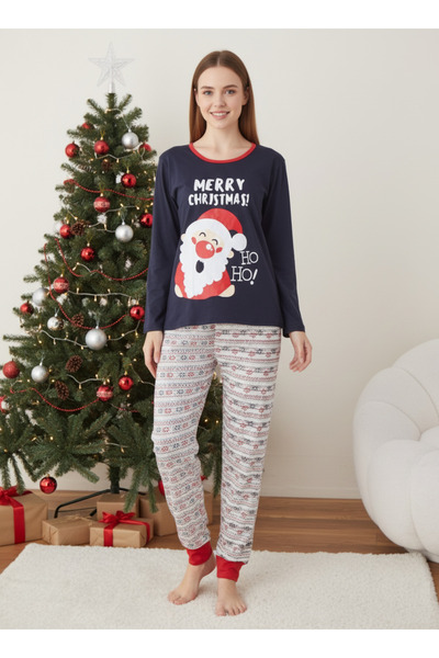 embody Pijamale de Crăciun din bumbac pentru femei, set cu bluză și pantaloni...