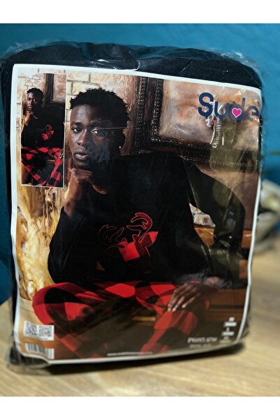 Sude Men's Plaid Square Fleece Pajama Set