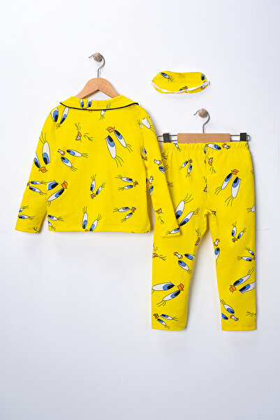 FURYATEX Girl's Chick Patterned Pajama Set - with Sleep Headband Gift