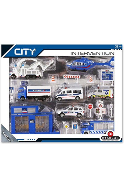 StarLux City - Set masini de interventie - Politie - set masinute die cast - set de joaca politie