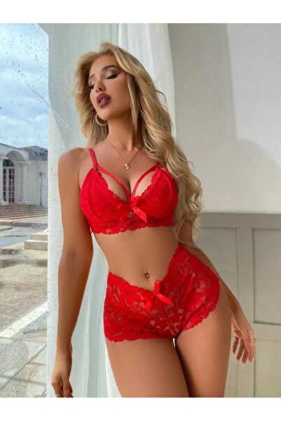 GLOWNİGHT Kadın Fiyonk Detaylı Shortlu İç Çamaşır Takımı