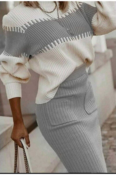 modablask Women' S Long Sleeve Knitwear Skirt Suit