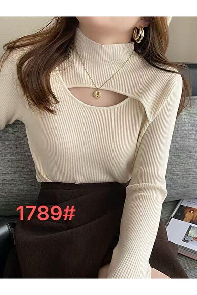 LaFont High-waisted women's long-sleeved cardigan in a cream color