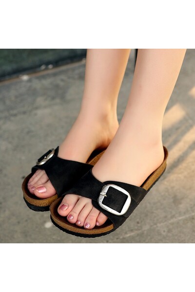 Kanonik Education Zooy Black Nubuck Slippers