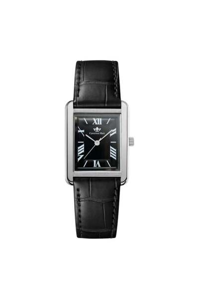 Generic Men's Leather Watch (Square Dial, Black Leather Strap)