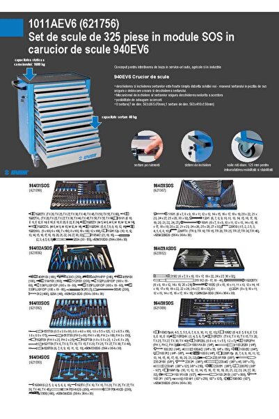Unior 1011AEV6 Set de scule de 325 piese in module SOS in carucior de scule 9...