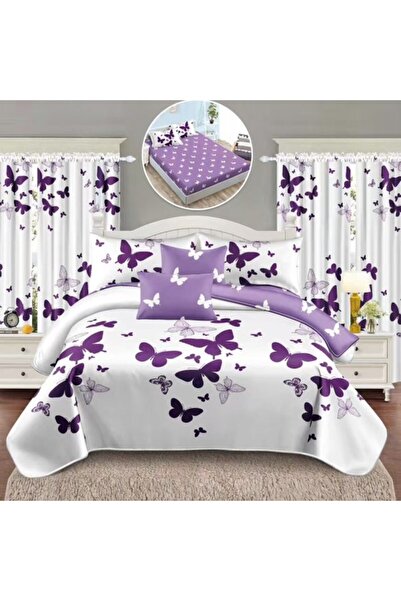 CumparaMisim Double bed linen set with elastic + 2 curtains, fine, 8 pieces