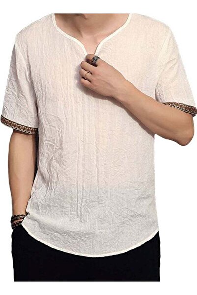 Generic Patchwork Detailed T-Shirt White